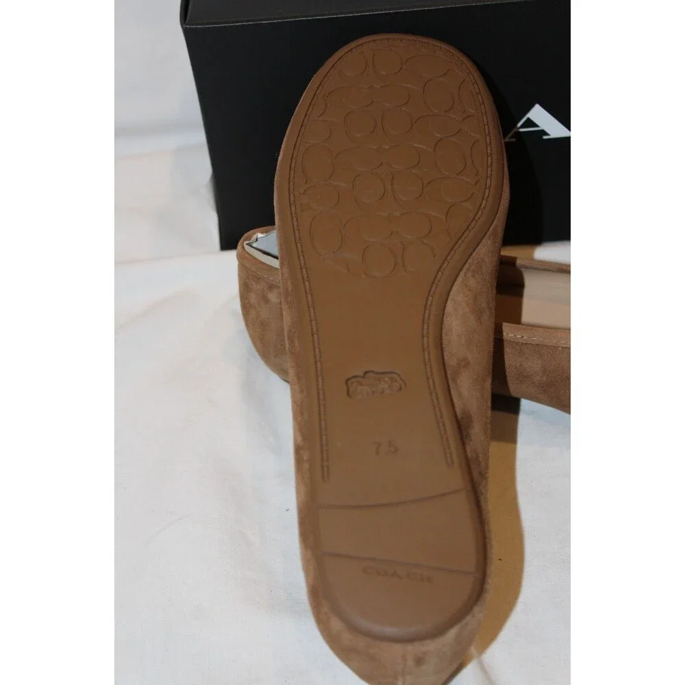 COACH WOMEN'S HOUSTON SUEDE BALLET LOAFERS COCONUT BROWN NIB‎